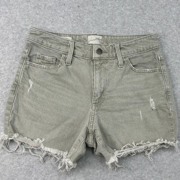 Universal Thread Vintage Midi Denim Short SZ 26 Gray Mid Rise Distressed Cut-Off - Picture 1 of 6